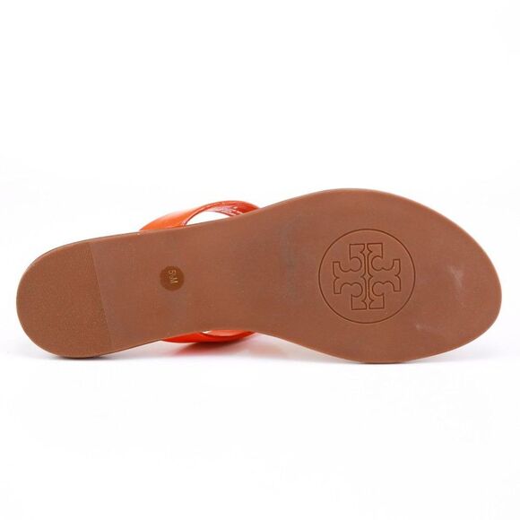 Tory Burch CAMERON Patent Leather Thong Fire Orange 5.5 - Picture 11 of 11